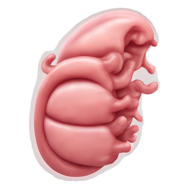 “A detailed illustration of a human stomach, with its curved shape, inner lining, and digestive features, showing subtle shading and a natural pinkish hue.” sticker