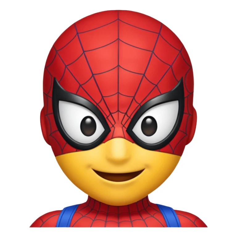 create a yellow emoji of spiderman. style old emoji sticker