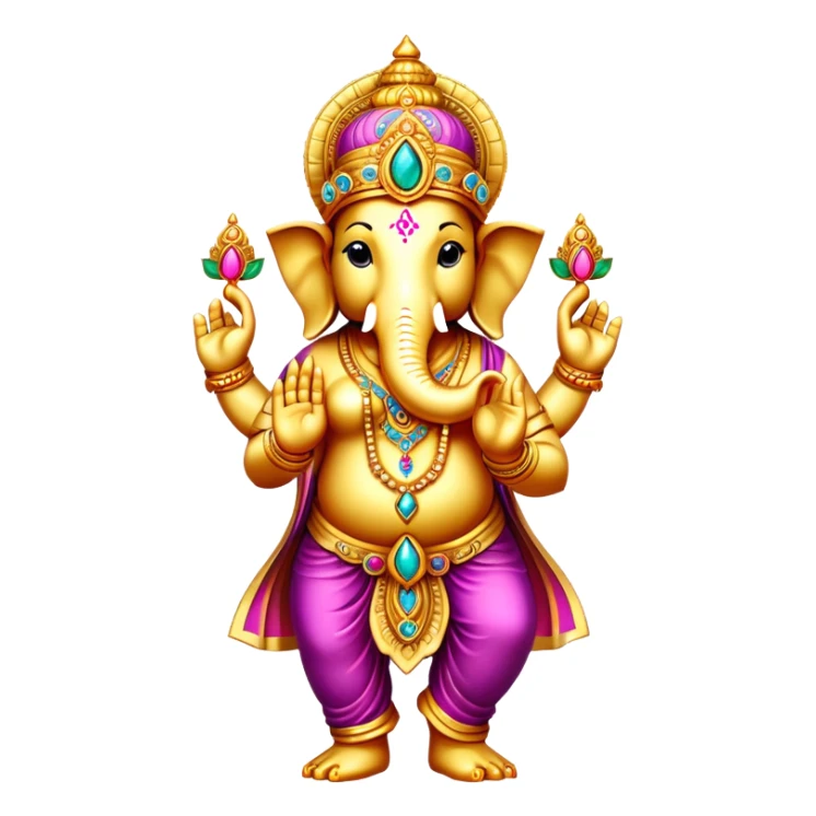 Golden and jewelled Ganesh standing sticker