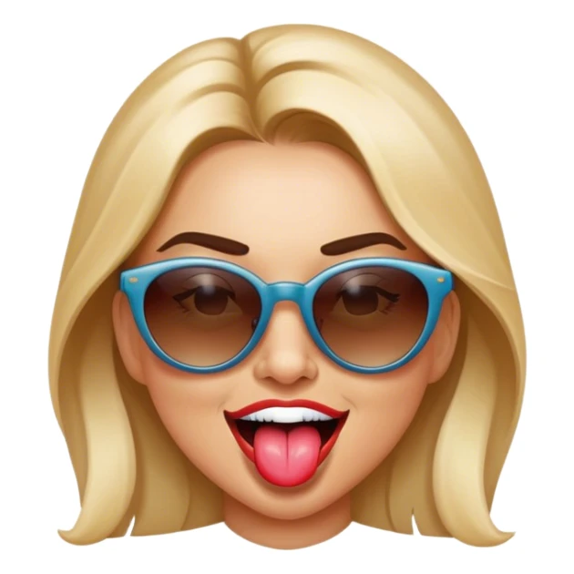 female sunglasses tongue winking sticker