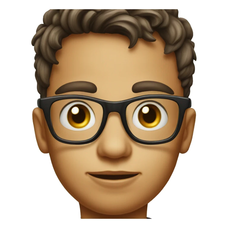 realistic portrait of boy in glasses drinking soda sticker