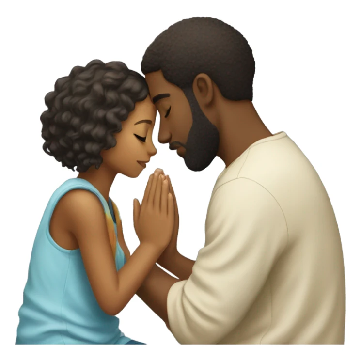 Lighskin bearded boy praying to a pretty black girl sticker