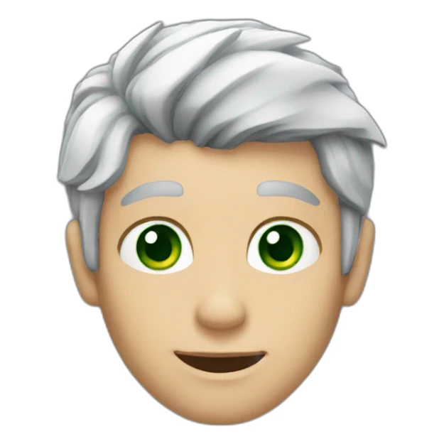 Man with diamond shaped grey hair and green eyes sticker