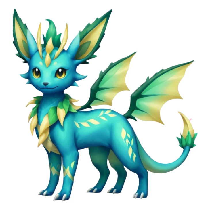 Shiny ethereal elemental Salandit-Leafeon-Vaporeon-hybrid-fusion (full body) sticker