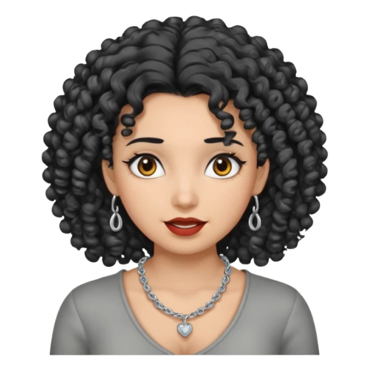 Female with Silver Necklace, grey skin,curley hair, different expressions. sticker