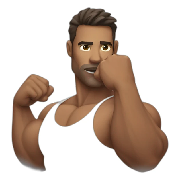 strong muscular male face running a finger along his jawline sticker