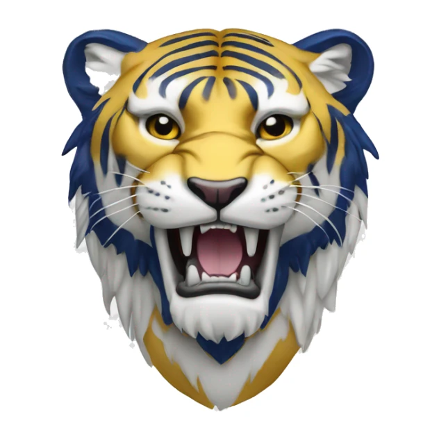 Majestic Sabre Tooth Tiger White with Gold and Navy Blue Accents sticker
