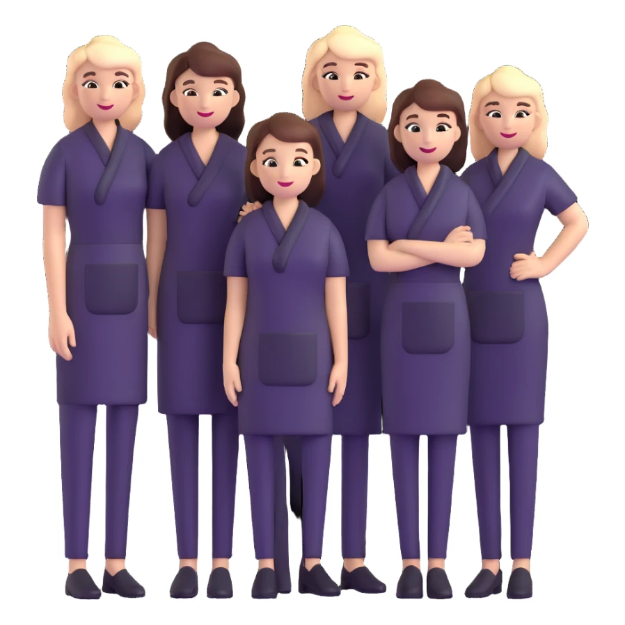 hair salon staff team standing together sticker