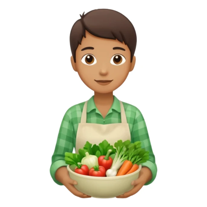 Healthy home cooking humanless avatar in clean style vibrant illustration. Fresh vegetables bowl, green tones, simple shapes, flat design, friendly and light. sticker