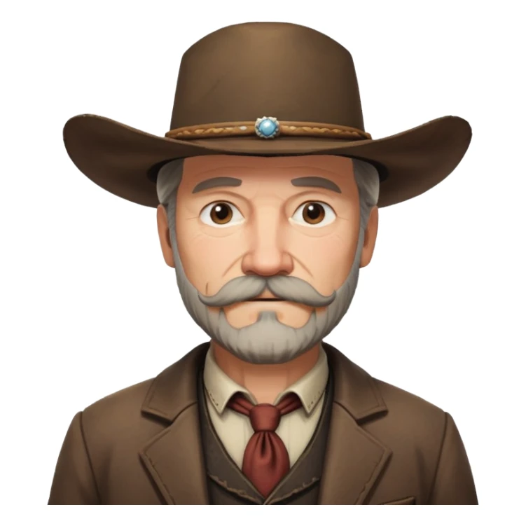 Dutch van der Linde from Red Dead Redemption 2, older man with mustache and beard, cowboy hat, suit sticker