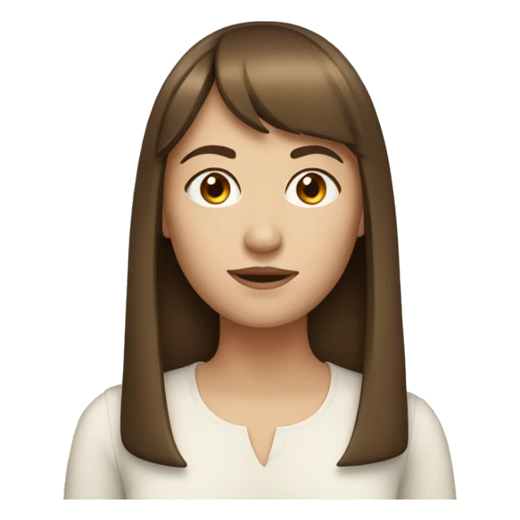 White woman with straight brown hair and bangs  sticker