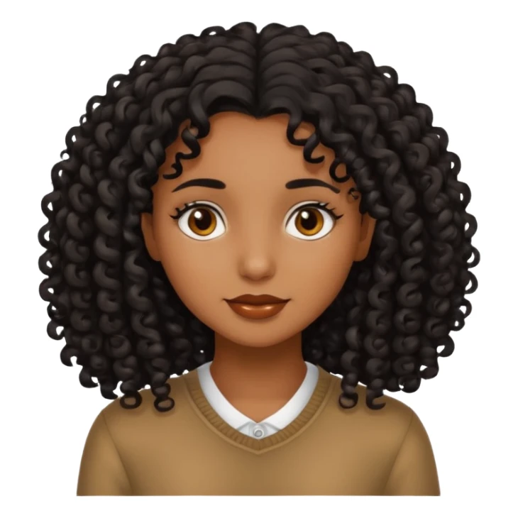 Brown skinned girl with medium length really curly black hair sticker