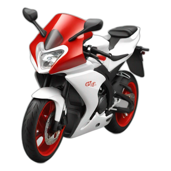 Naked moterbike in white and red colour sticker