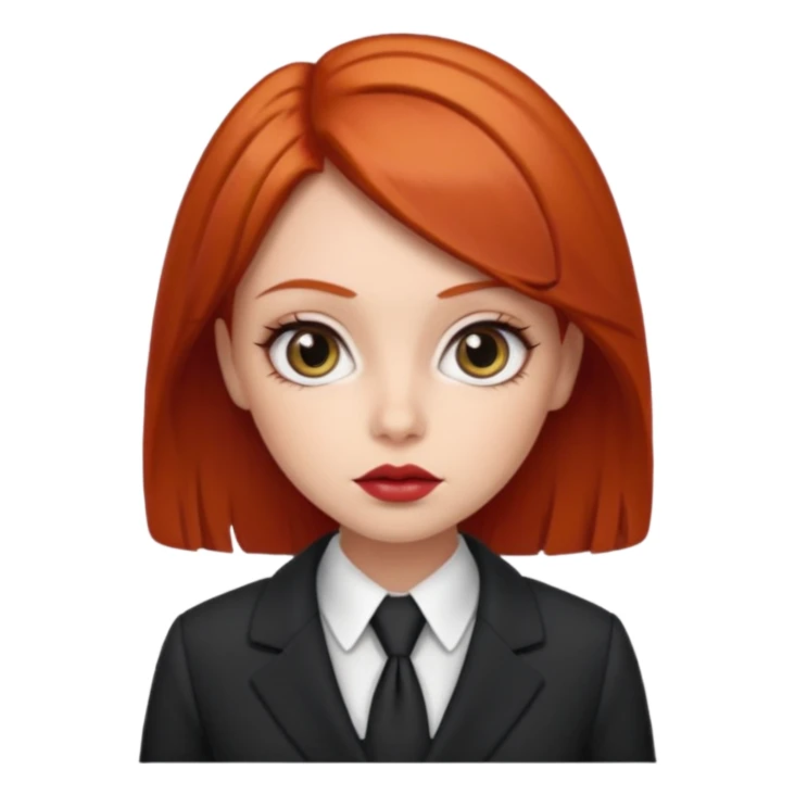 red haired girl, with thick lips, big eyes and she looks like an attorney sticker
