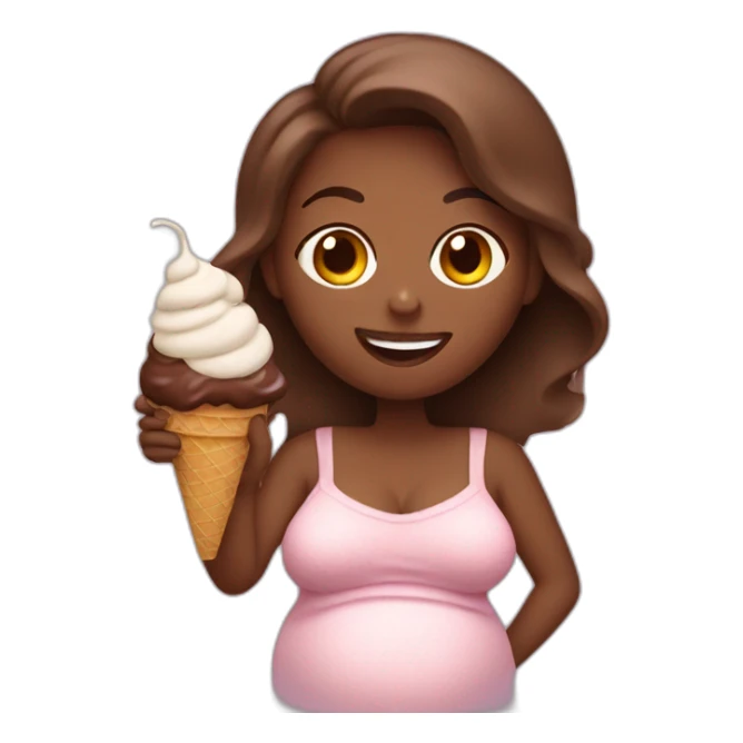 pregnant woman eating an chocolate ice cream sticker