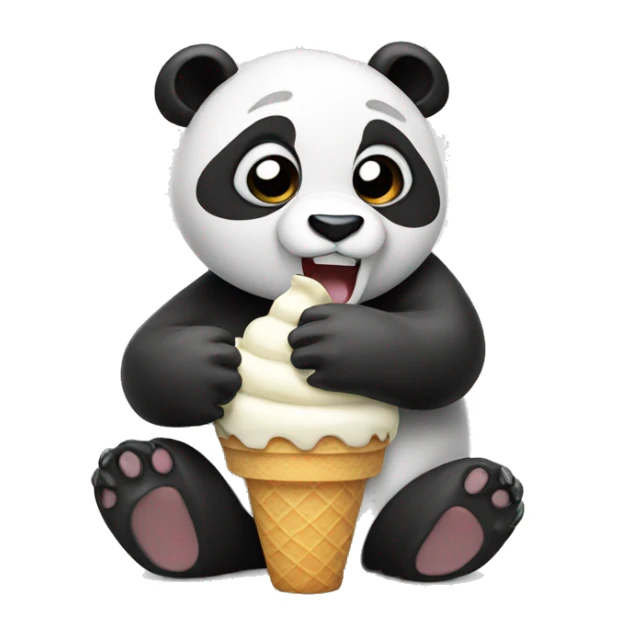 Panda eating ice cream sticker
