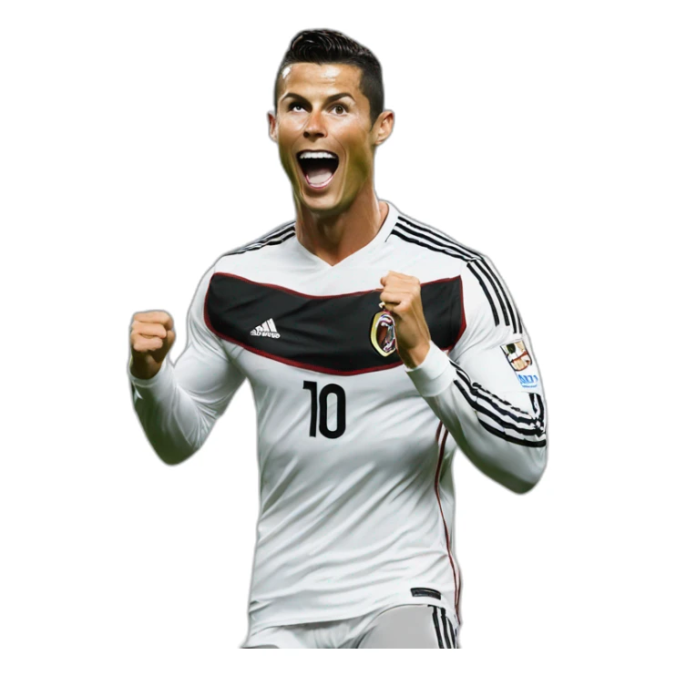 Cristiano Ronaldo celebrating a goal doing the siu sticker