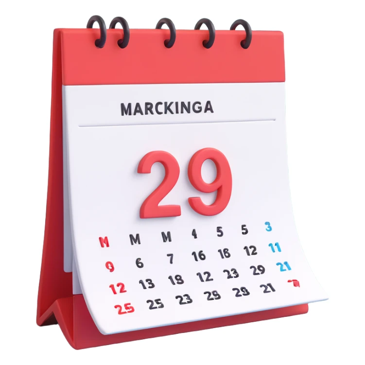 3D emoji style calendar with a date circled, indicating checking or marking a day sticker