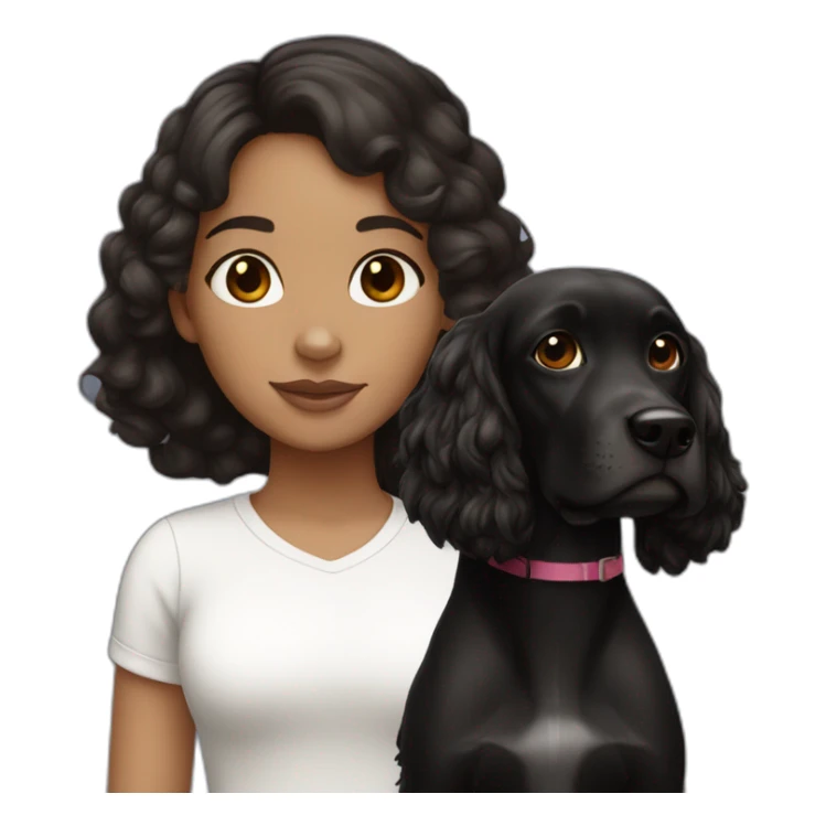 Black Cocker and white girl dark hair sticker