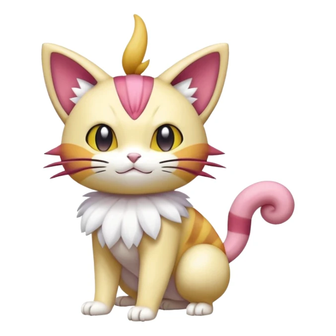 Shiny Skitty-Meowth-Pokémon-Fakémon-hybrid-creature (full body) sticker