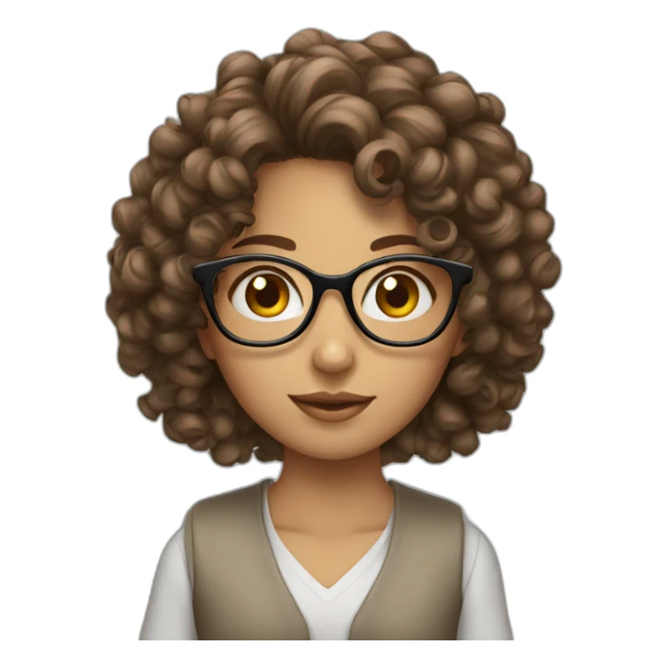 arabian curly brown hair glasses girl sticker