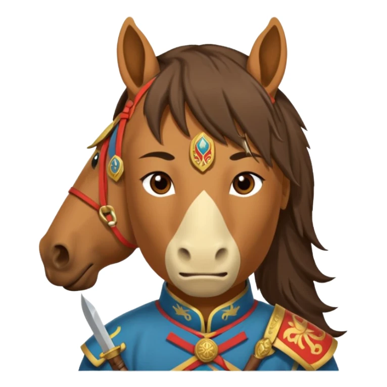 horse face, mogolian ancient army with small knife sticker