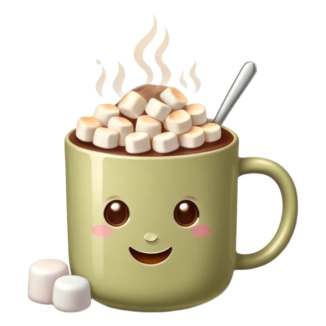 Light olive mug of hot chocolate with marshmallows  sticker