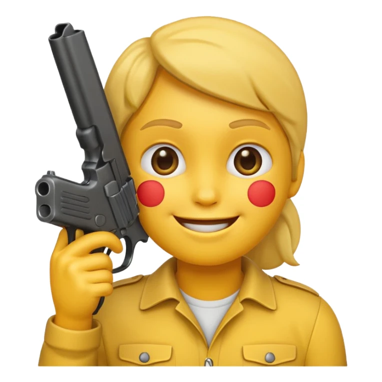 Create a smiling face emoji that’s holding a gun aimed to their forehead sticker
