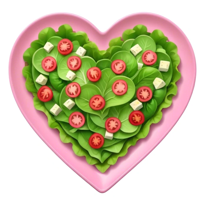 green salad in a pink heart shaped plate   sticker