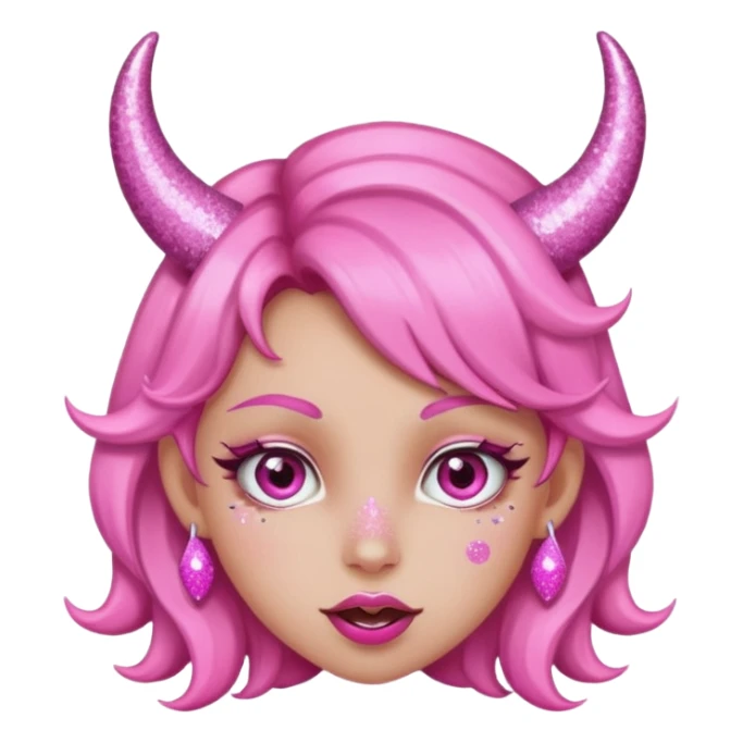 glitter pink girl naughty selfie glitter pink horns sticker