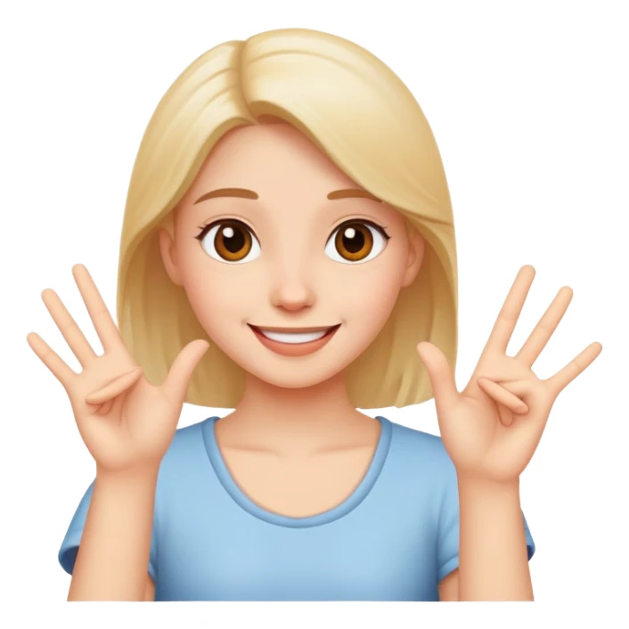 happy girl with stop hand gesture sticker