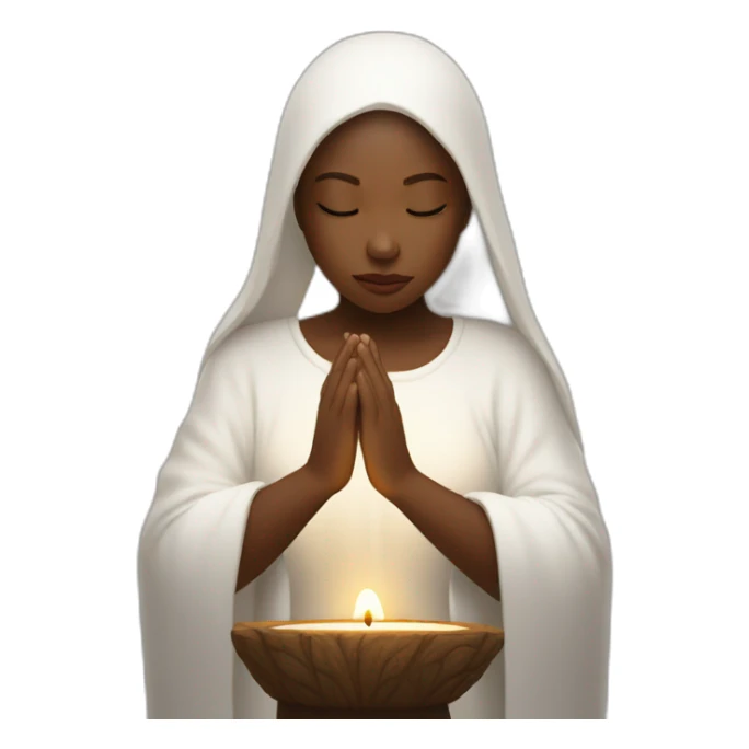a girl with white skin prays at a candle in her left  sticker