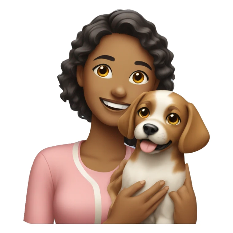 Pretty girl smiling with dog sticker