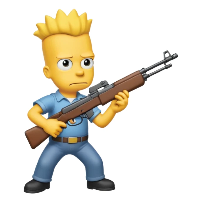 Bart simson qui tien une kalash et ki tire en l'air  sticker