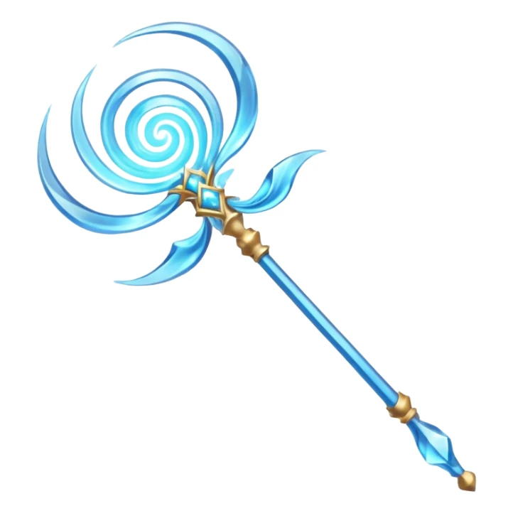 wind elemental staff object icon, fantasy magic staff, swirling wind aura, light blue glow, floating air particles, elegant design, 3D cartoon, mobile game icon style, centered, clean background, soft shadow, no text, no watermark
 sticker