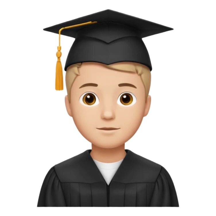 Graduated Students, Male, proudly, short hair, wearing graduation cap sticker