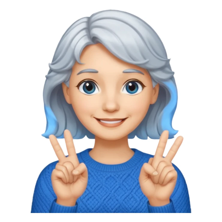 silver, short, wavy-haired, smiling pretty lady, index and middle fingers crossed sticker