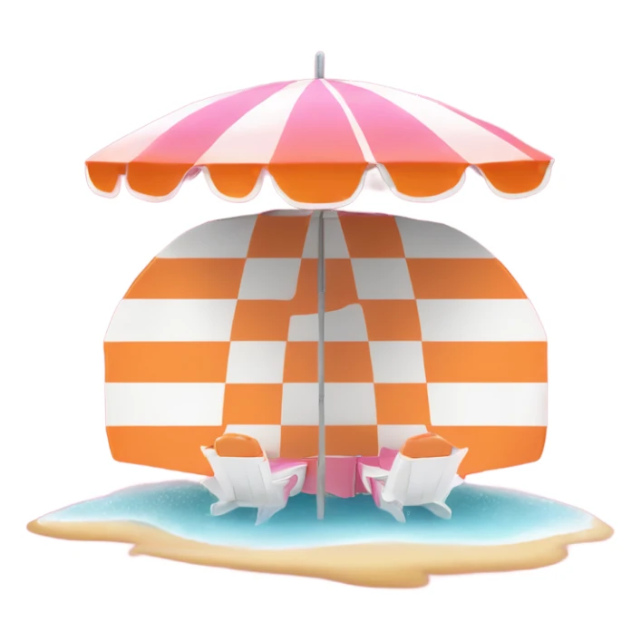 Pink and white beach umbrella with a orange esky under it  sticker