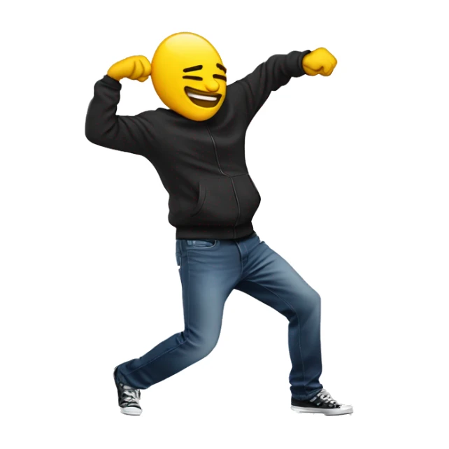 emoji dabbing (dance move with one arm bent in front of the face and the other sticking out) sticker