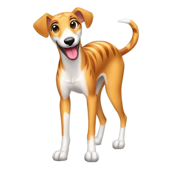 Fawn tiger greyhound with tongue out sticker