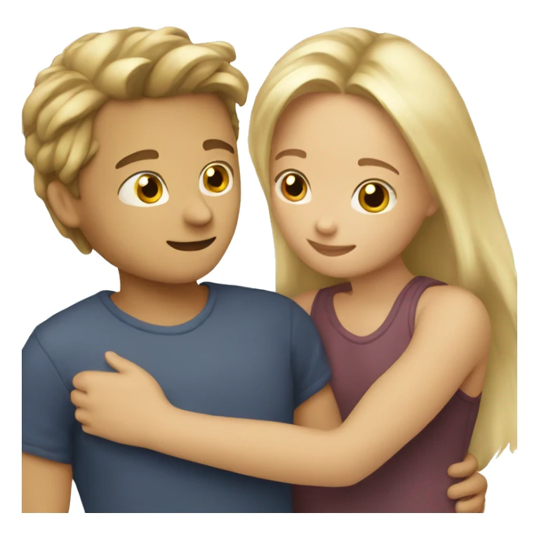 Girl blonde hair hugging boy brown hair sticker