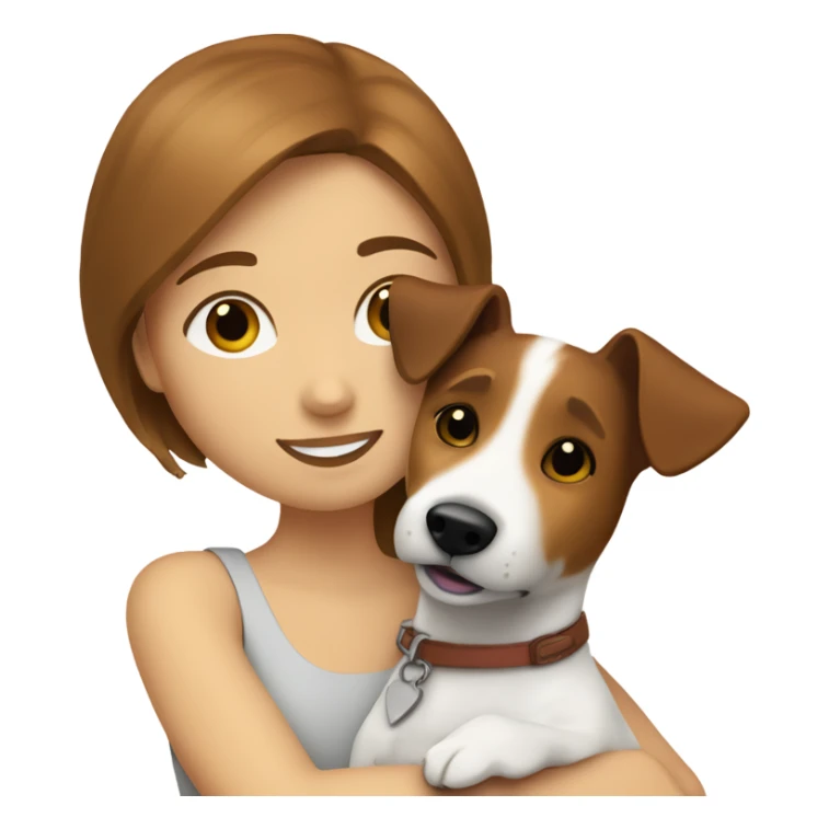 whit brown haired girl hugging jack russell terrier sticker