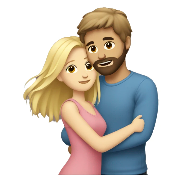 blonde girl and brown-haired, bearded boy cuddling  sticker
