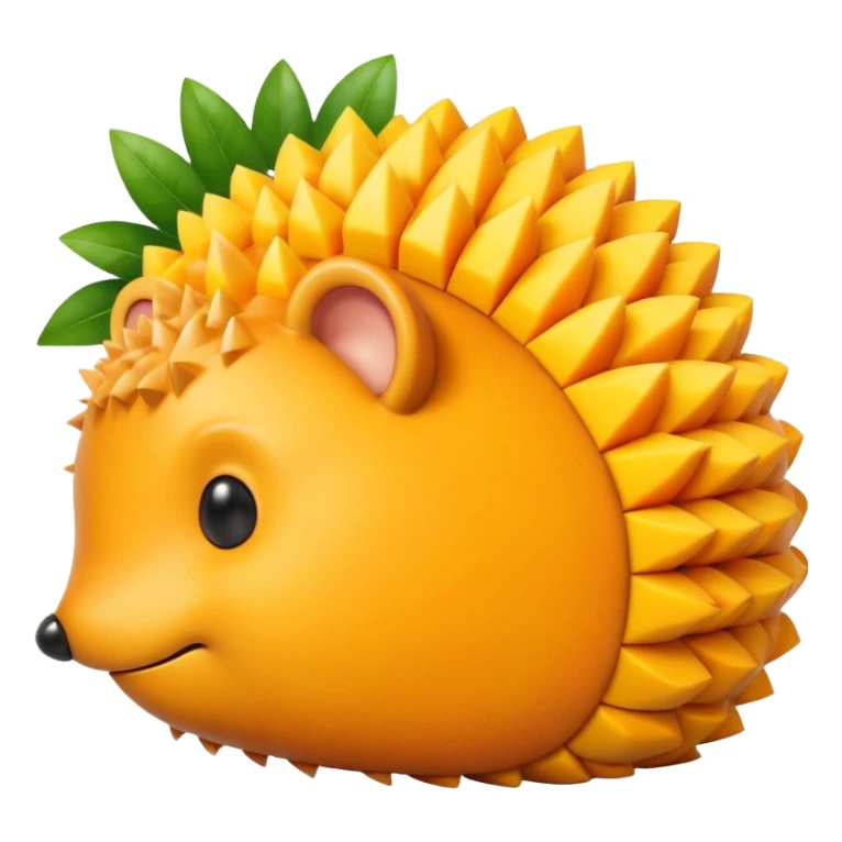 Minimal realistic mango emoji, one half whole and one half sliced into cubes in a hedgehog pattern, no face, no eyes, isolated, soft shadows, vector icon style, clean background, high quality, PNG icon look sticker