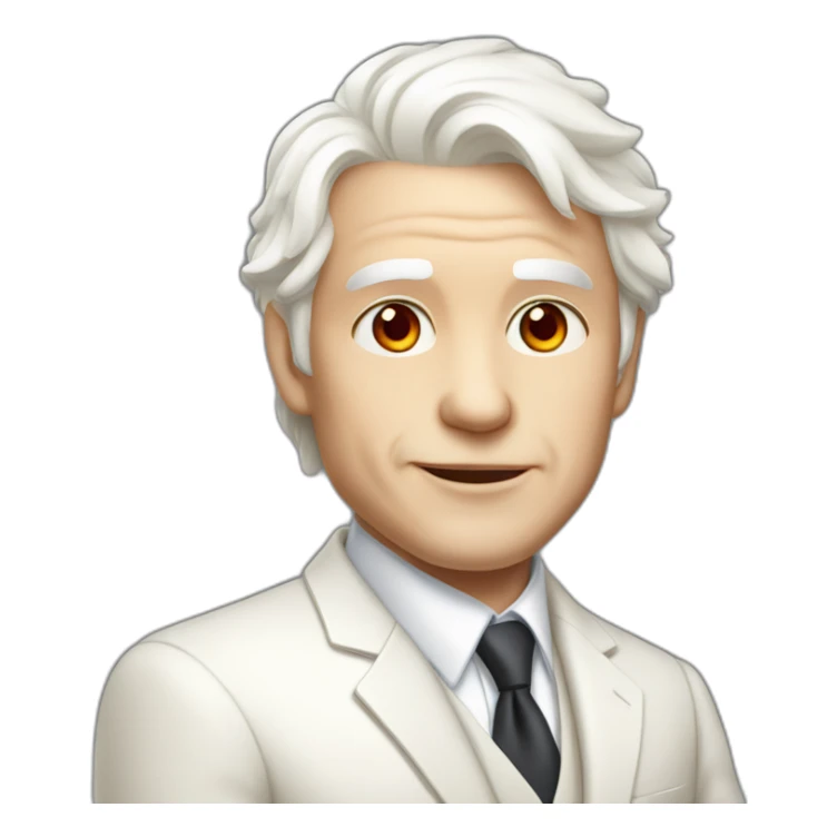 senior Boy, red eyes, White elegant hair, pale-skin, suit sticker