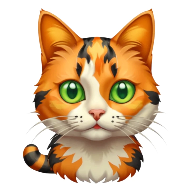 full body anxious looking colourful light calico tabby cat with large patchy patterns sticker