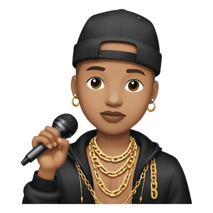 hip hop singer with microphone and chain necklace sticker