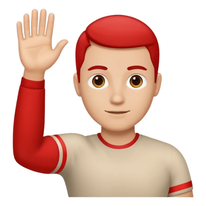 Guy hailing with red band around his arm sticker