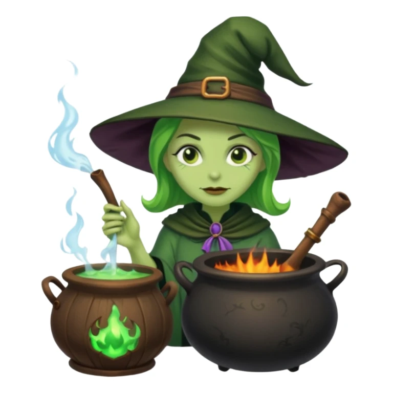 green witch cooking potion sticker