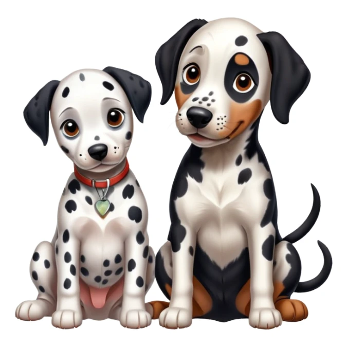 1 Dalmatian adult + 1 dobermann puppy sticker